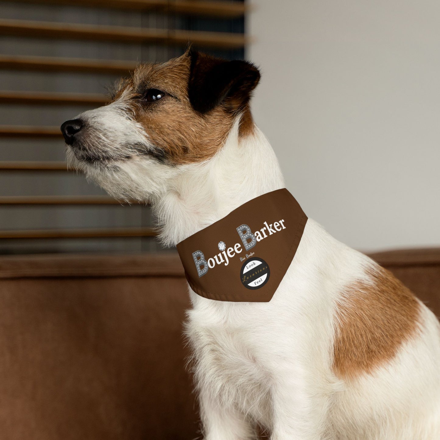 Boujee Barker Bandana BROWN - Pet Collar SMALL