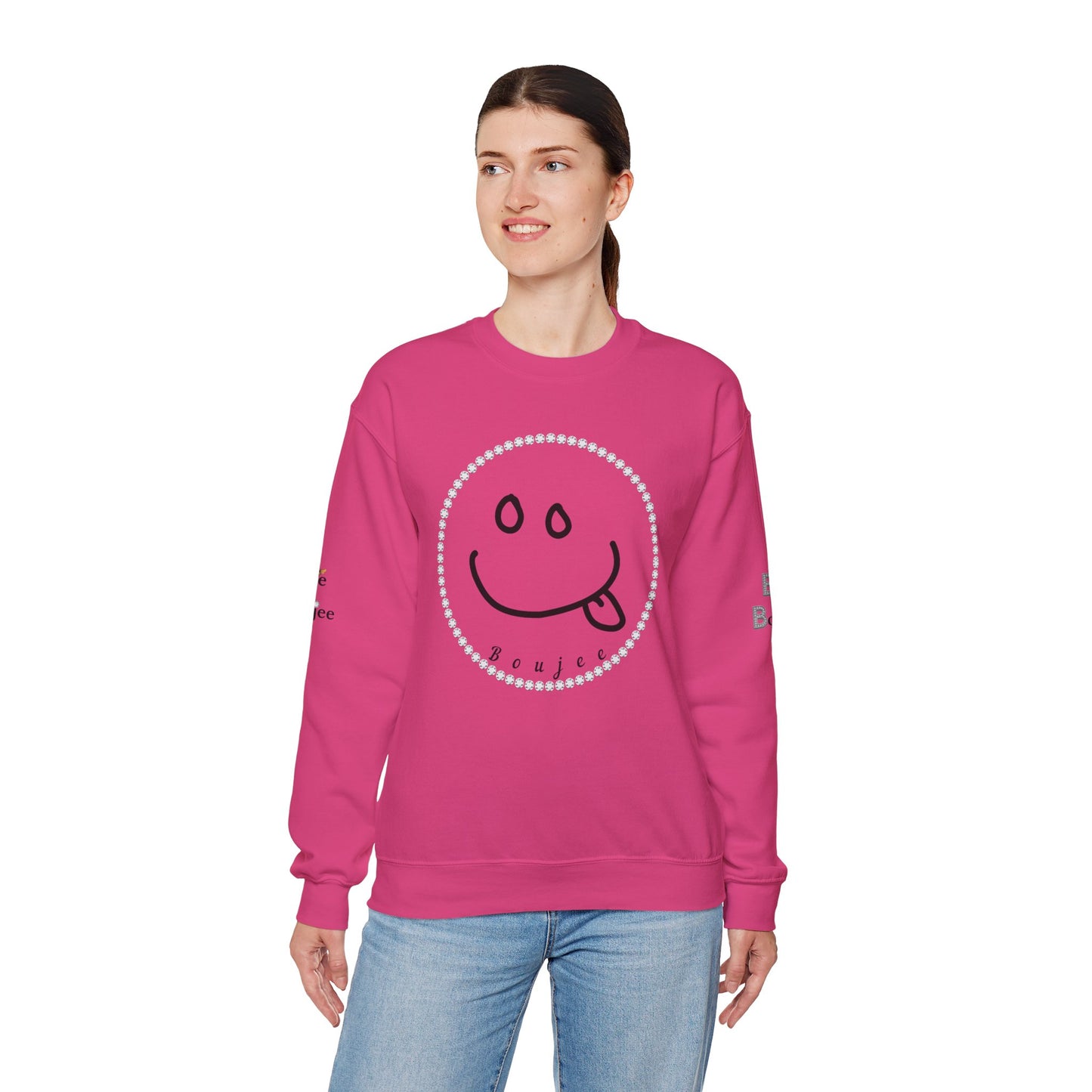 Boujee Smiley Goofy Face - Heavy Blend™ Light Colors Crewneck Sweatshirt