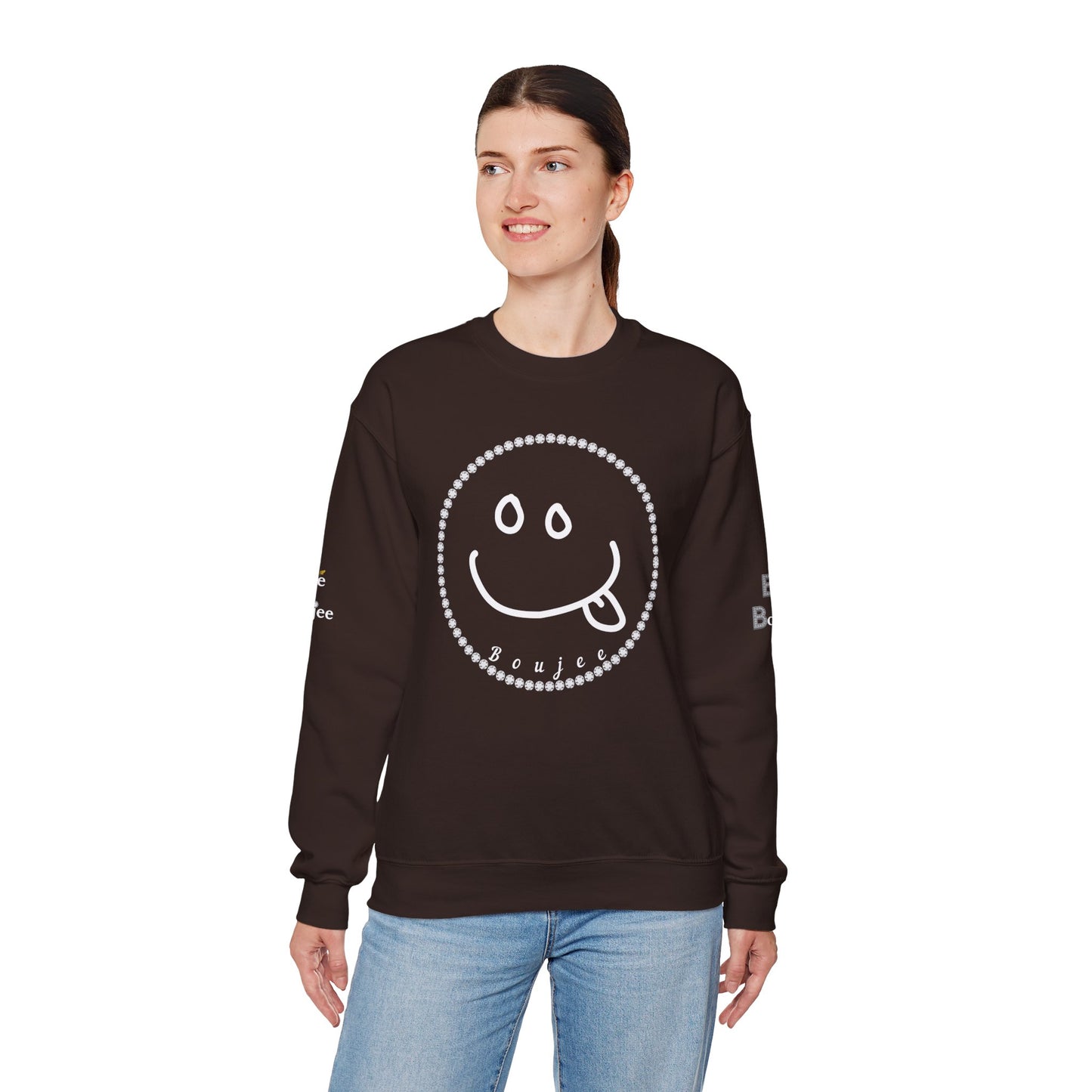 Boujee Smiley Goofy Face - Heavy Blend™ Dark Colors Crewneck Sweatshirt