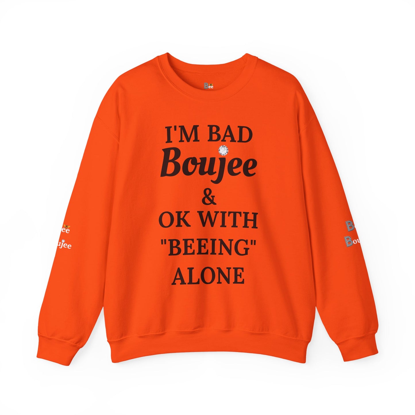 I'm Bad Boujee & Ok With "Beeing" Alone - Heavy Blend™ Light Colors Crewneck Sweatshirt