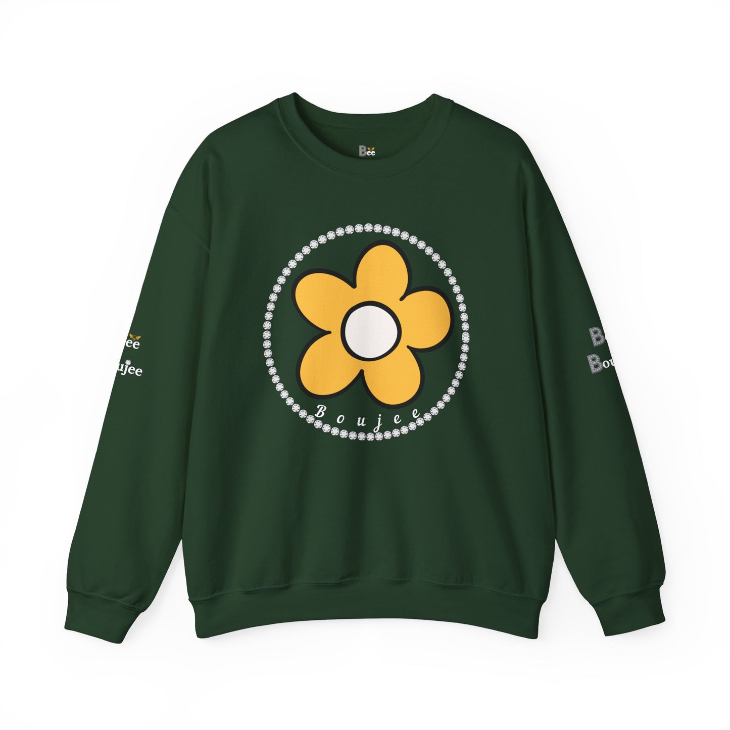 Boujee Flower Yellow White - Heavy Blend™ Dark Colors Crewneck Sweatshirt