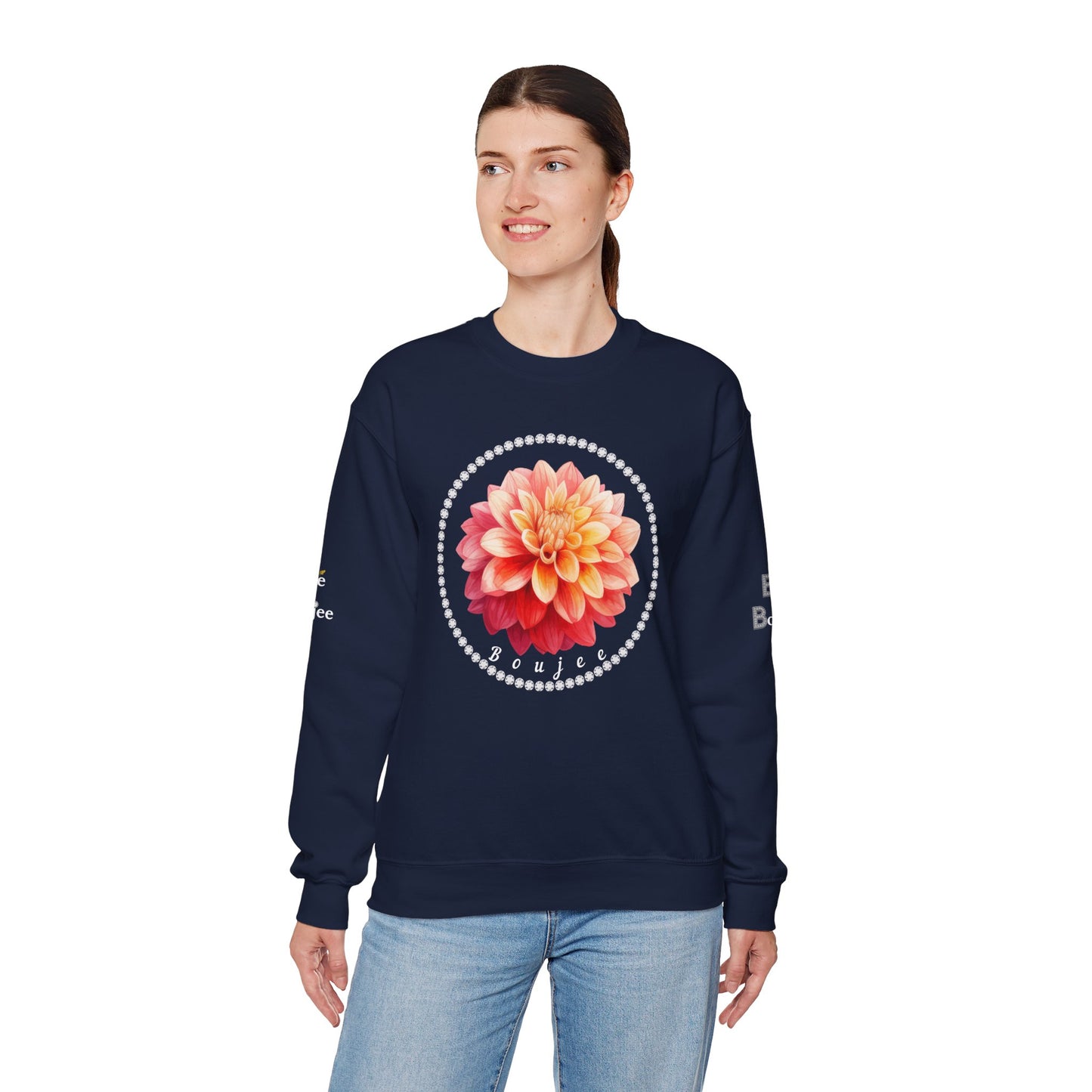 Boujee Flower Pink Yellow - Heavy Blend™ Dark Colors Crewneck Sweatshirt
