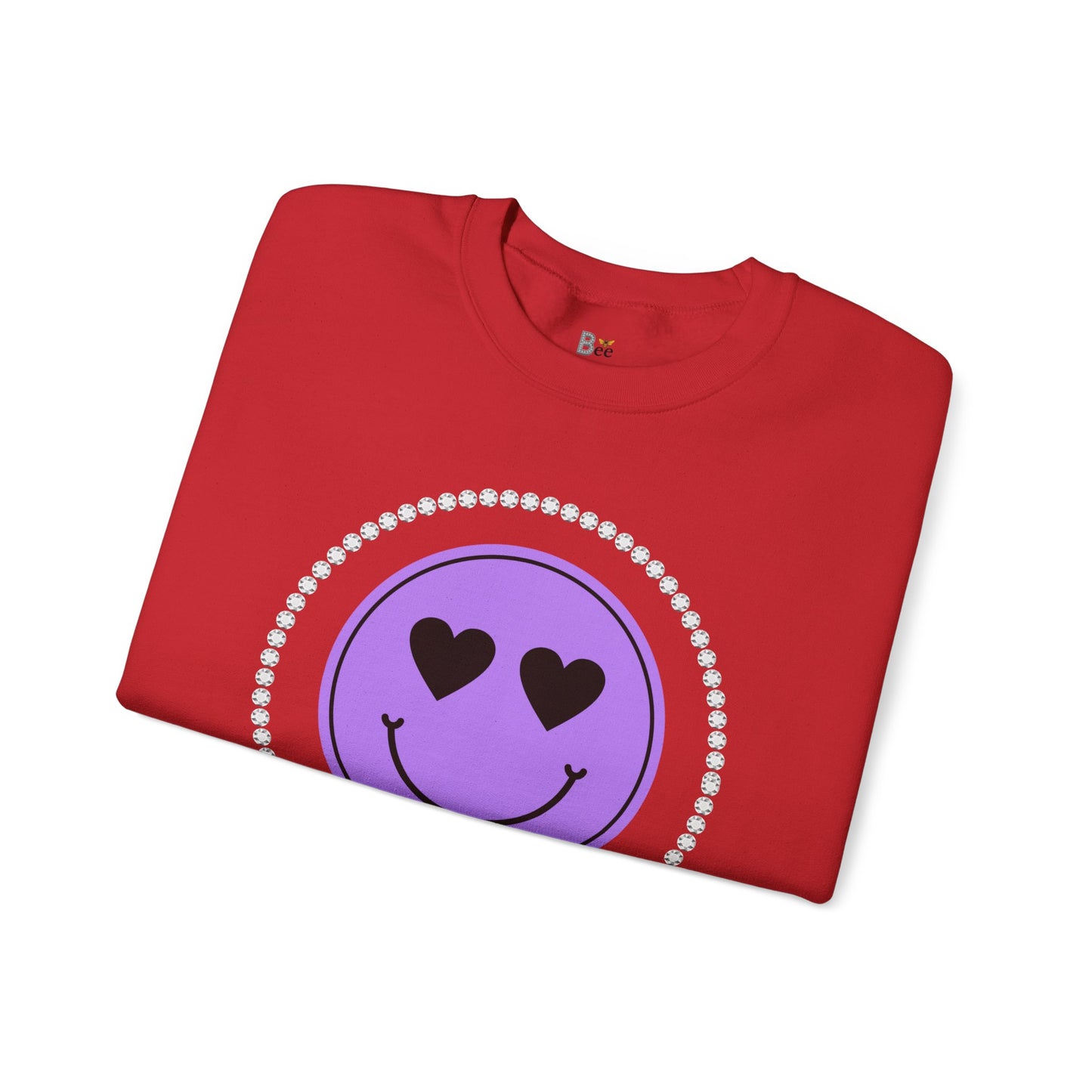 Boujee Smiley Face Purple Heart Eyes - Heavy Blend™ Light Colors Crewneck Sweatshirt