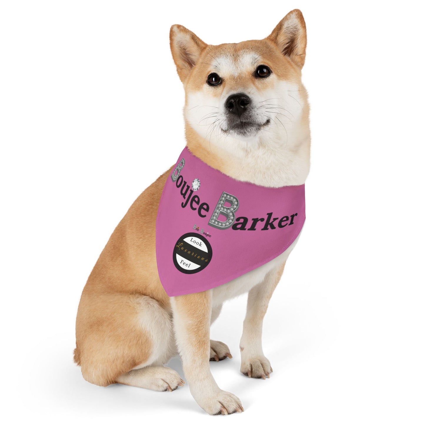 Boujee Barker Bandana PINK - Pet Collar LARGE
