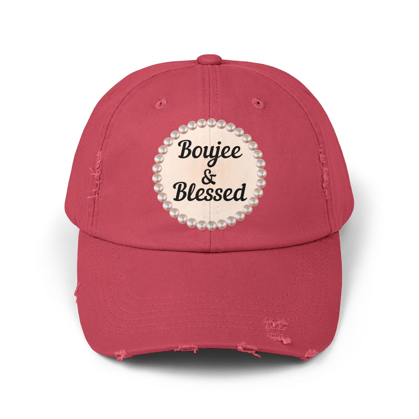 Boujee & Blessed Distressed Pearl-Emblem Cap