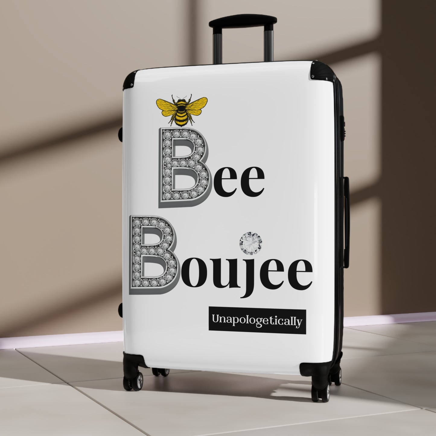 Bee Boujee Luggage - WHITE