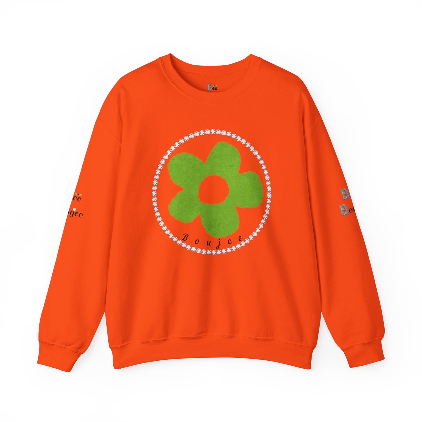 Boujee Fuzzy Green Flower - Heavy Blend™ Light Colors Crewneck Sweatshirt