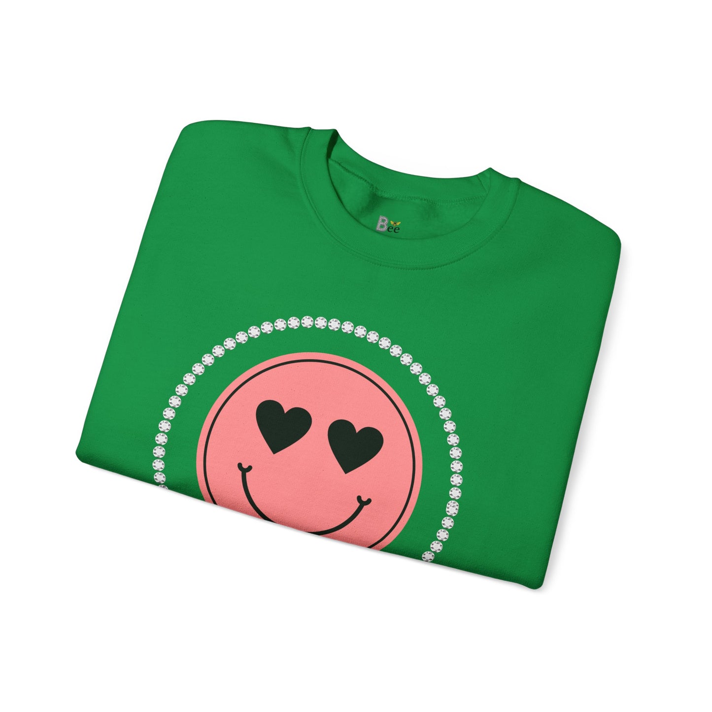 Boujee Smiley Face Pink Heart Eyes - Heavy Blend™ Light Colors Crewneck Sweatshirt