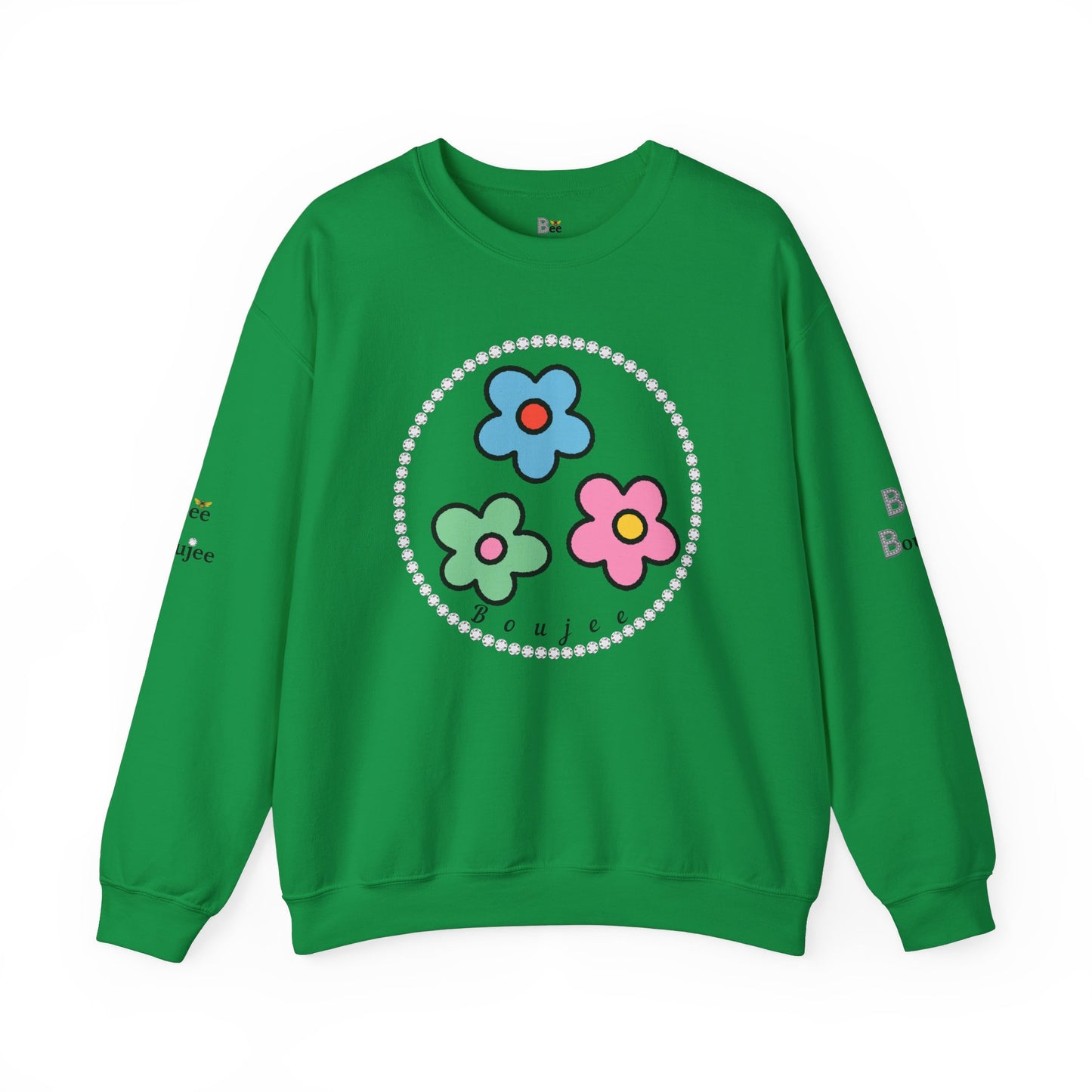 Boujee Mini Flowers Blue Pink Green - Heavy Blend™ Light Colors Crewneck Sweatshirt