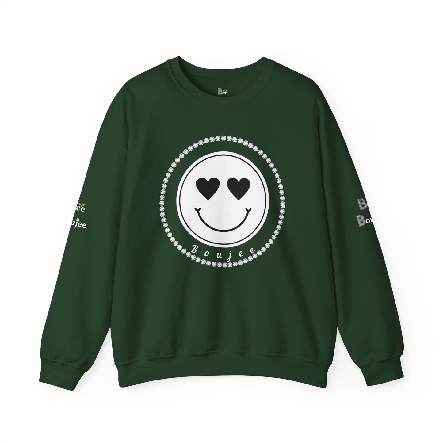 Boujee Smiley Face White Heart Eyes - Heavy Blend™ Dark Colors Crewneck Sweatshirt