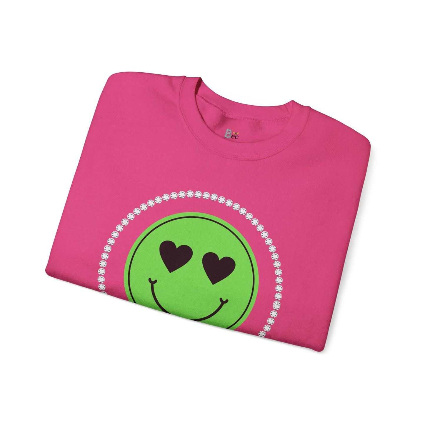 Boujee Smiley Face Heart Eyes Green - Heavy Blend™ Light Colors Crewneck Sweatshirt