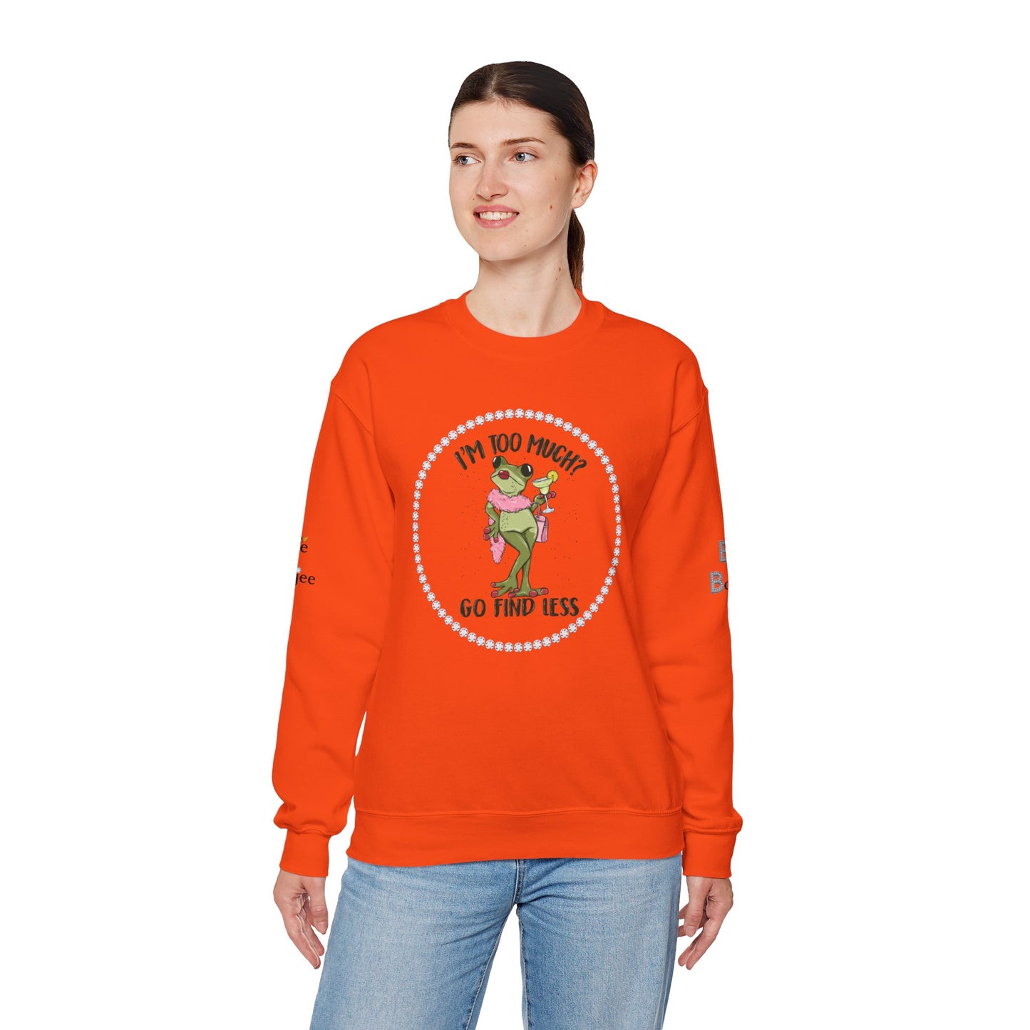 Boujee Frog I'm Too Much Go Find Less with Martini - Heavy Blend™ Light Colors Crewneck Sweatshirt