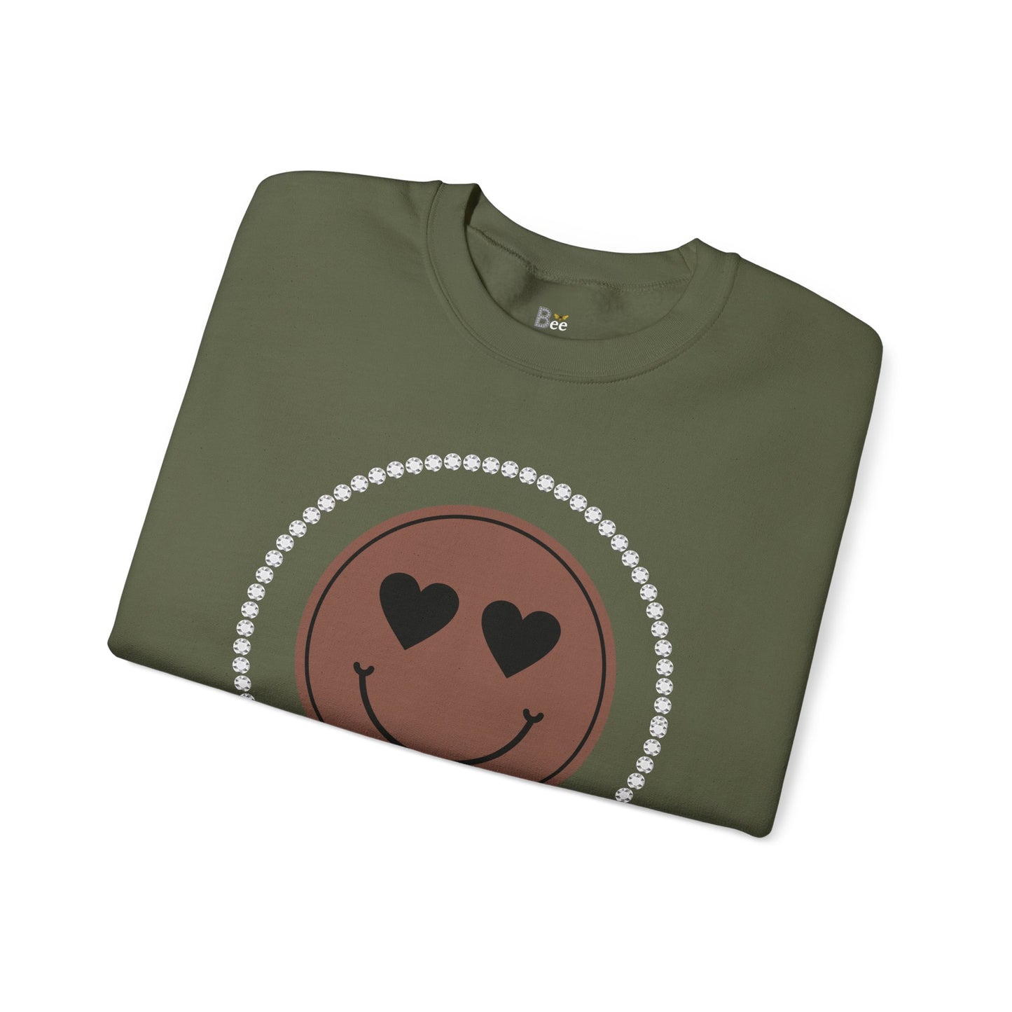 Boujee Smiley Face Brown Heart Eyes - Heavy Blend™ Dark Colors Crewneck Sweatshirt
