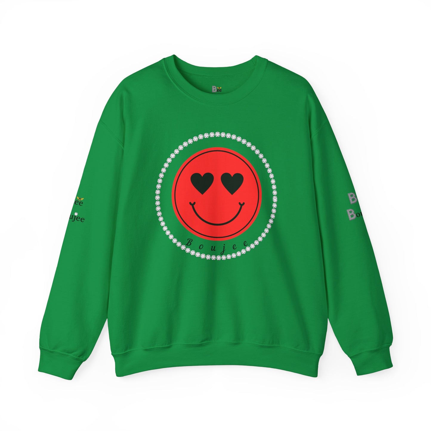 Boujee Smiley Face Heart Eyes Red - Heavy Blend™ Light Colors Crewneck Sweatshirt