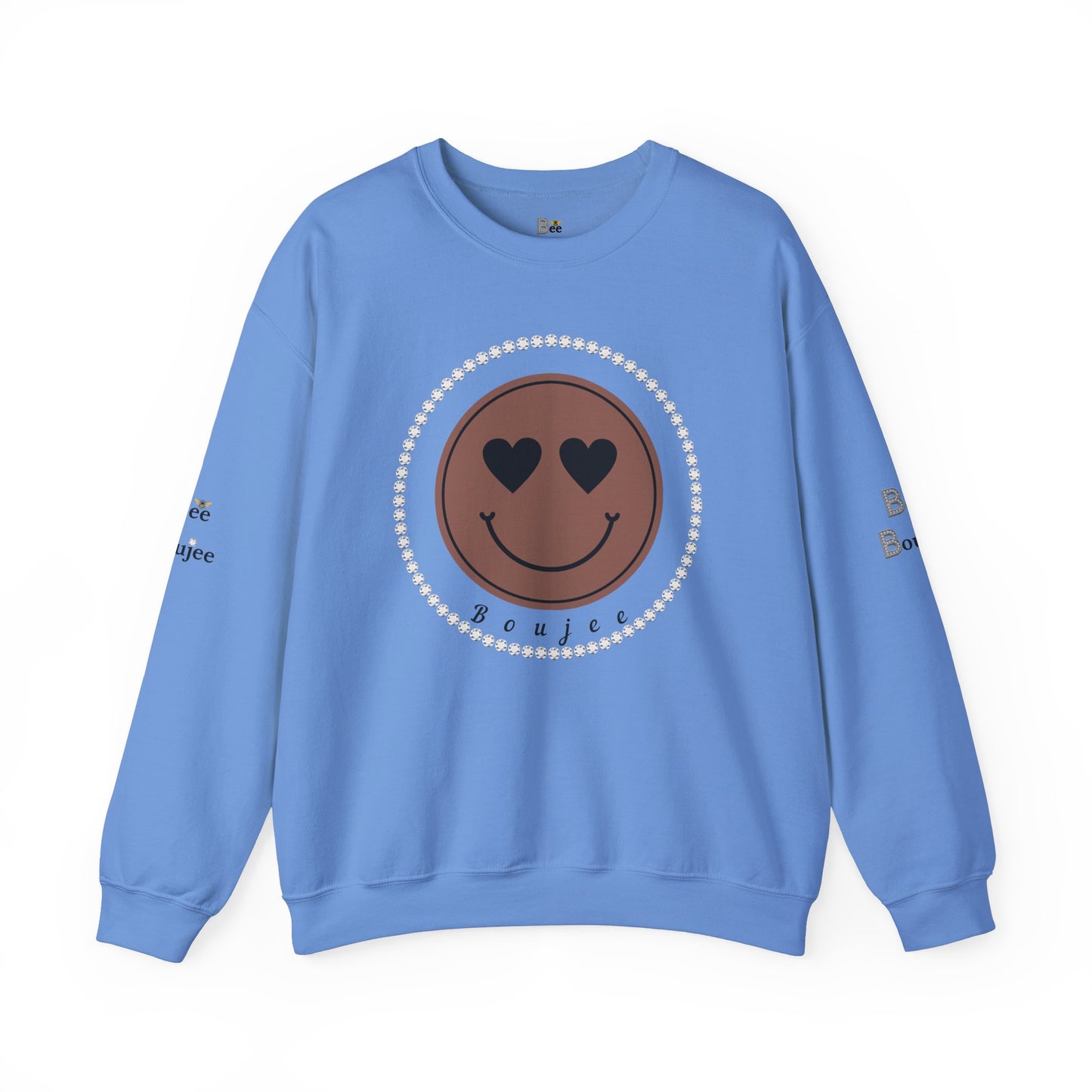 Boujee Smiley Face Heart Eyes Brown - Heavy Blend™ Light Colors Crewneck Sweatshirt