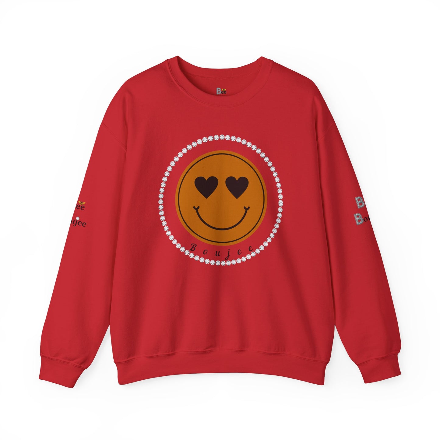 Boujee Smiley Face Heart Eyes Brown - Heavy Blend™ Light Colors Crewneck Sweatshirt