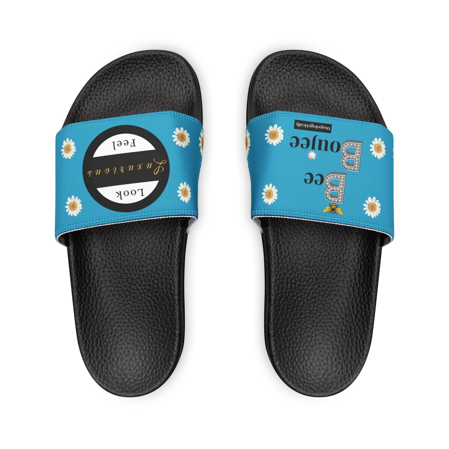Bee Boujee - TURQUOISE Flowers Women's Removable-Strap Sandals