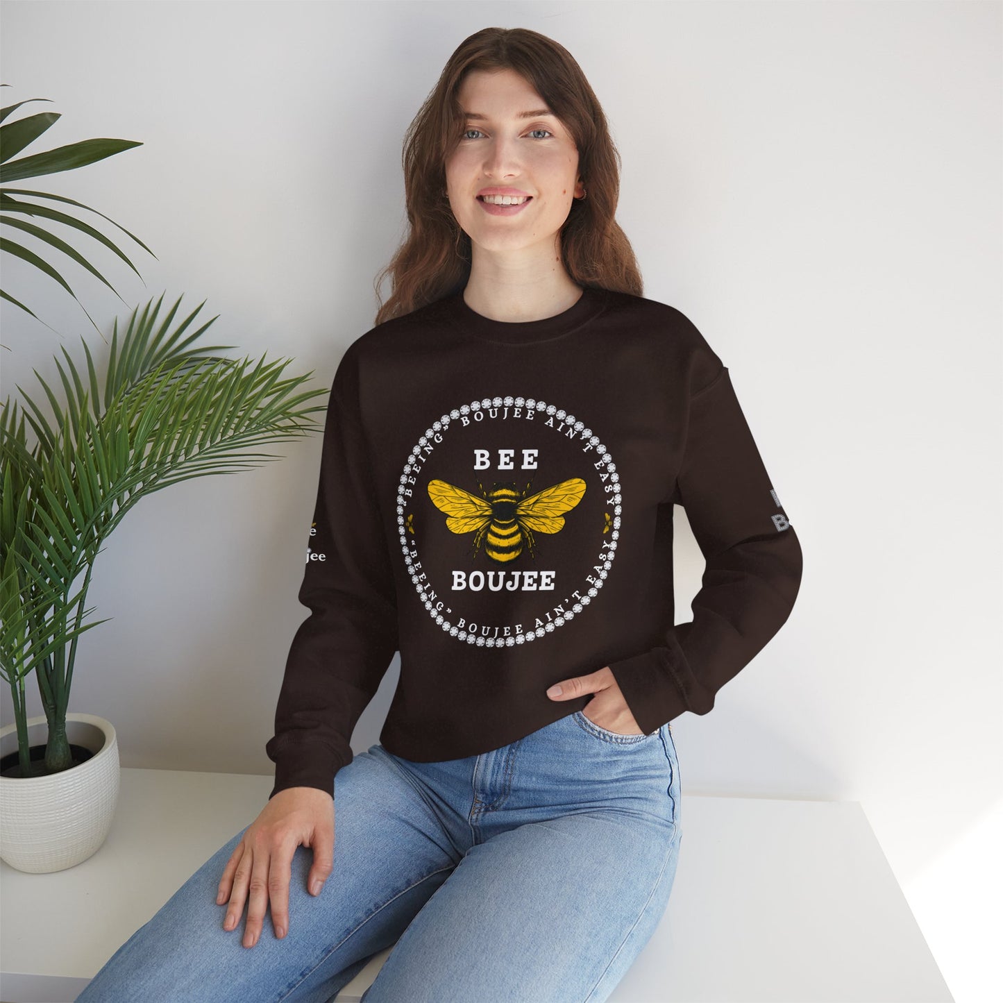 "Beeing" Boujee Ain't Easy - Heavy Blend™ Dark Colors Crewneck Sweatshirt