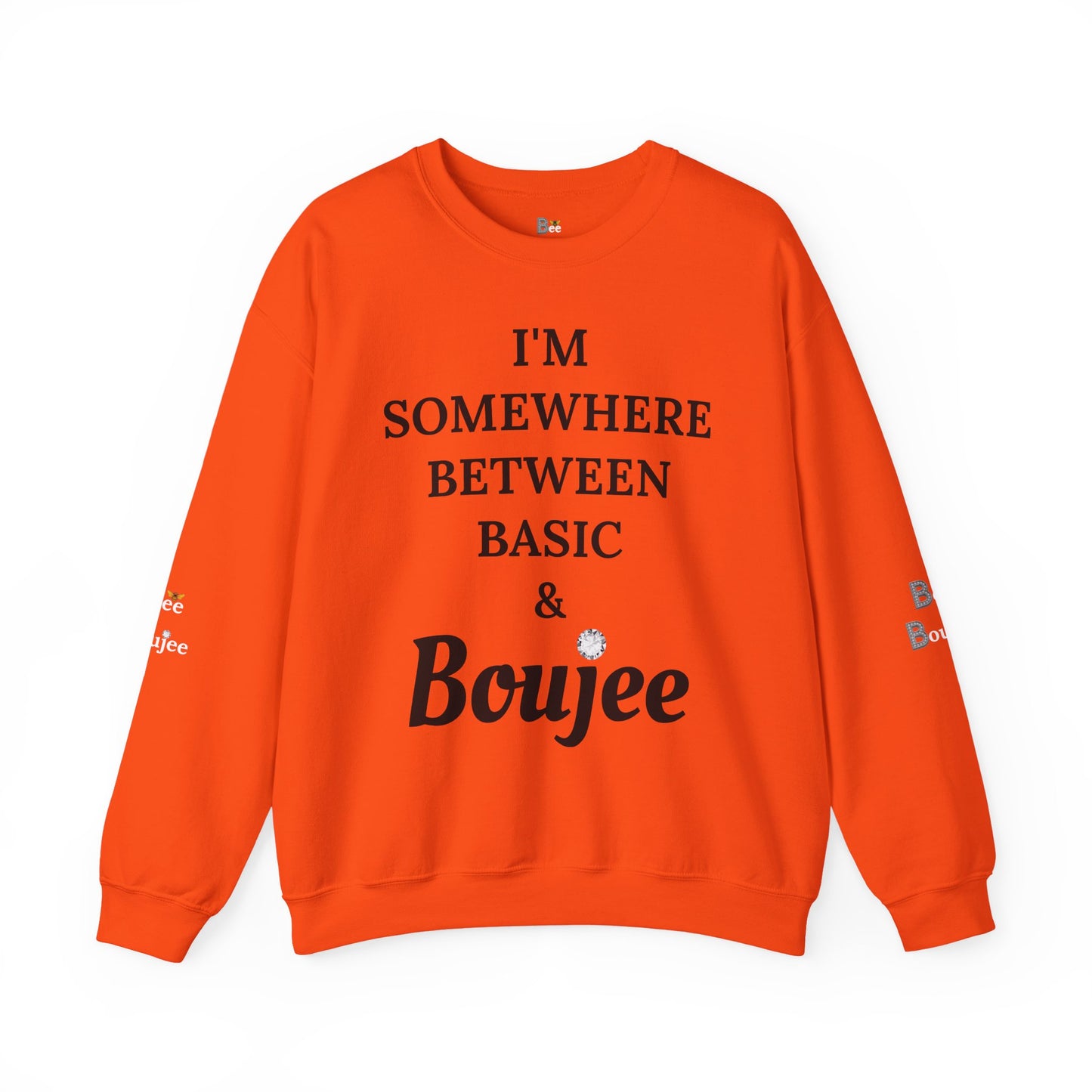 I'm Somewhere Between Basic & Boujee - Heavy Blend™ Light Colors Crewneck Sweatshirt