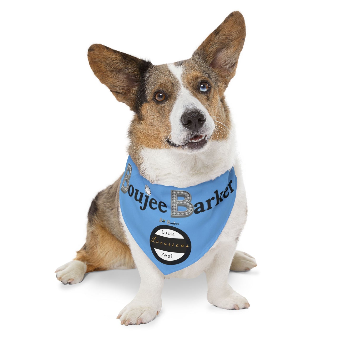 Boujee Barker Bandana BLUE - Pet Collar EXTRA LARGE