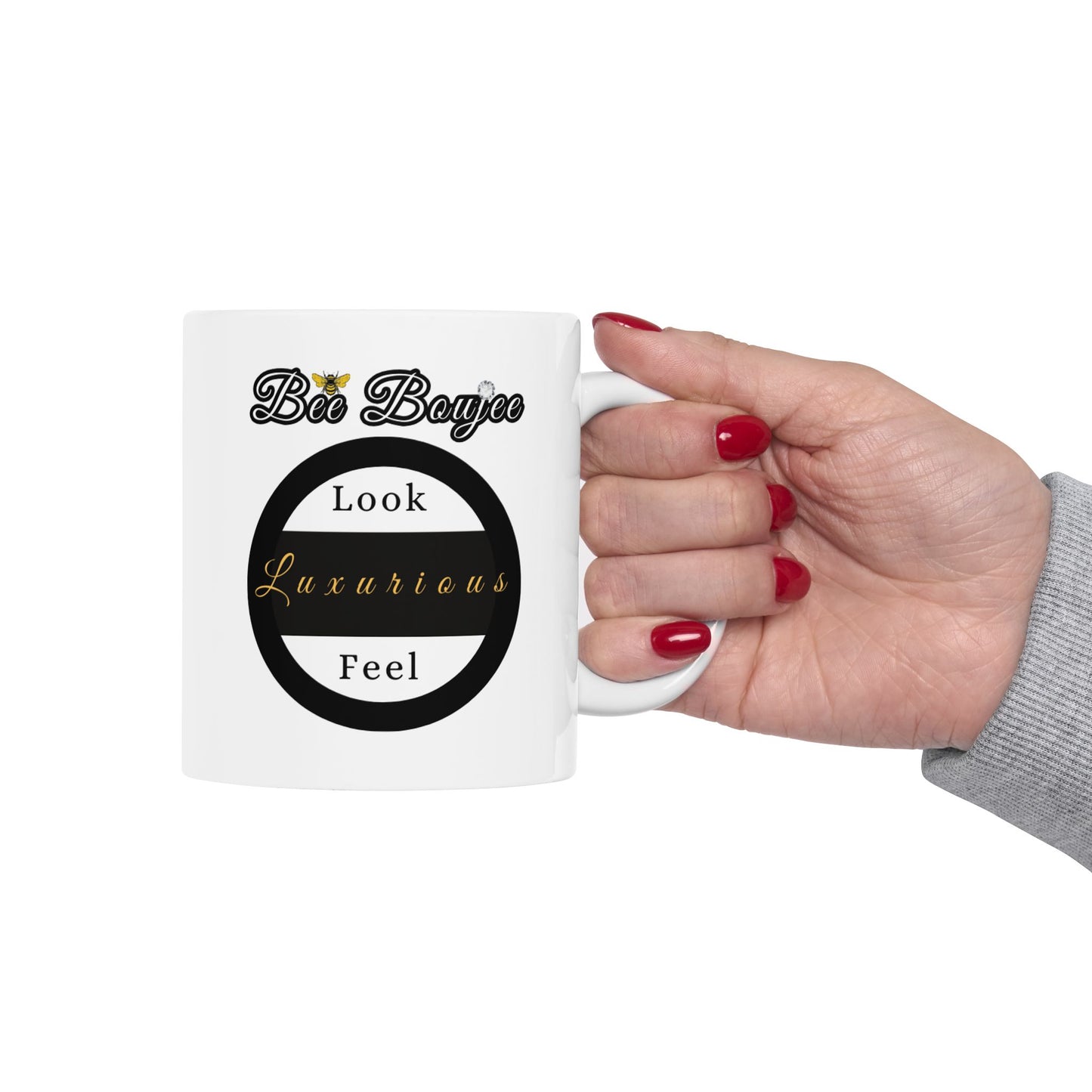 Halloween Booo in Boooujee WHITE Ceramic Mug, 11oz - FAIR SKIN TONE