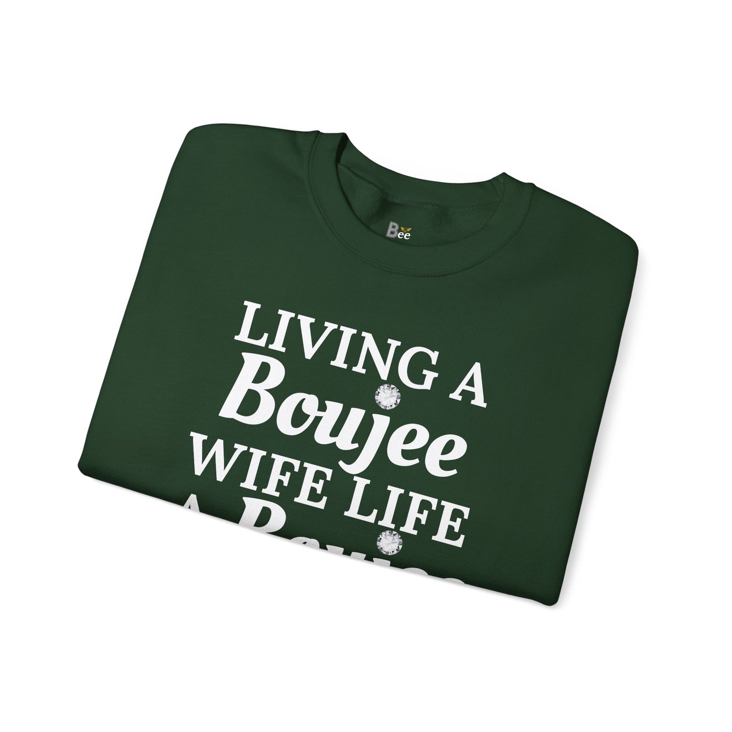 Living a Boujee Wife Life A Boujee Husband Spoils Me - Heavy Blend™ Dark Colors Crewneck Sweatshirt