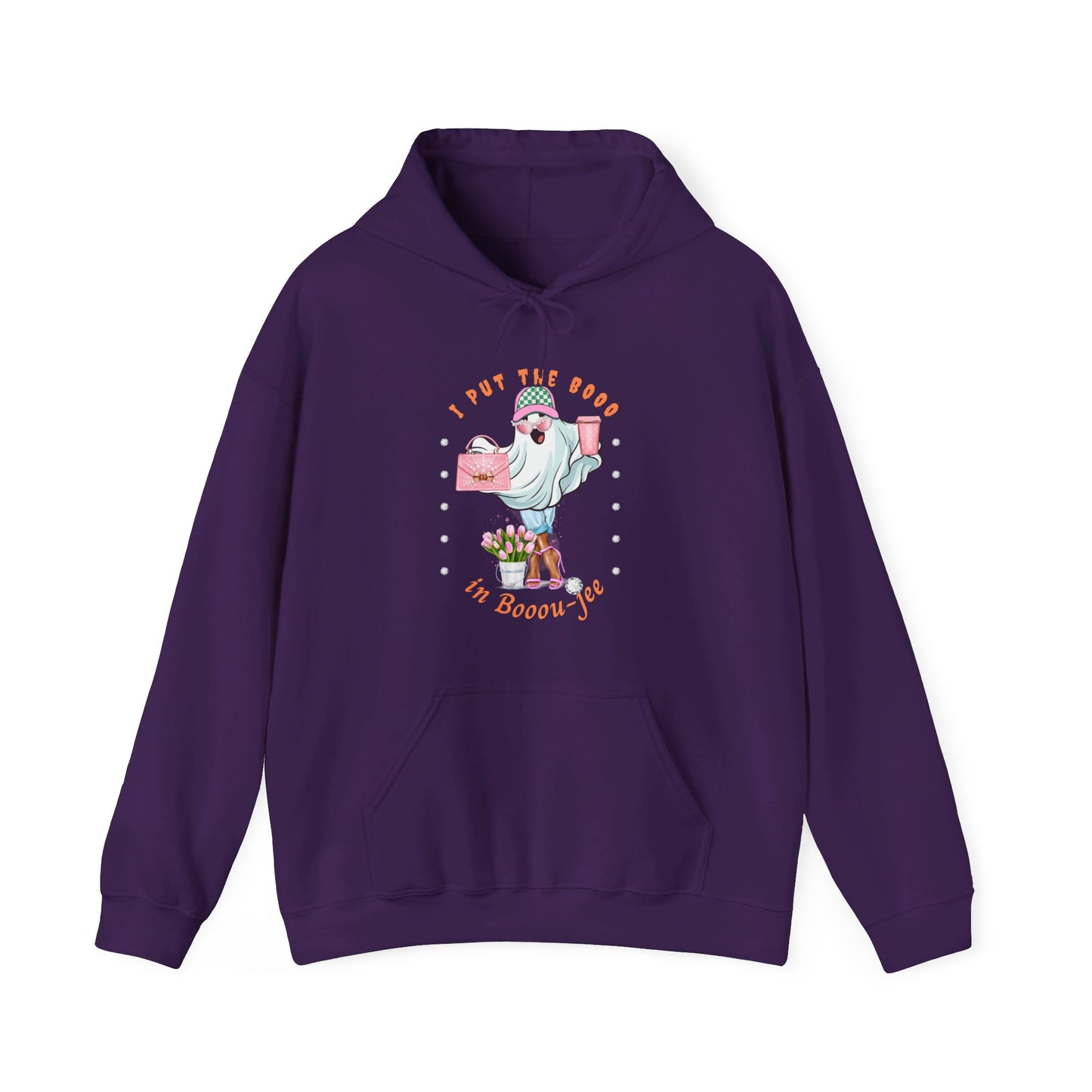 Halloween Booo in Boooujee Heavy Blend™ Hooded Sweatshirt - BROWN SKIN TONE