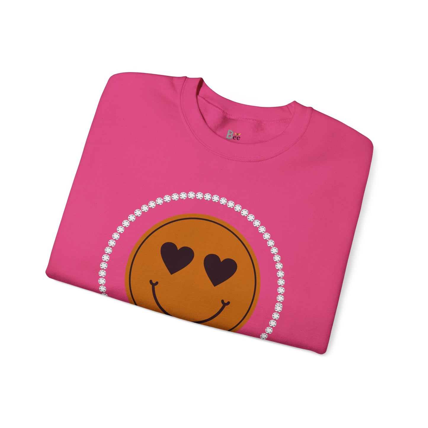 Boujee Smiley Face Heart Eyes Brown - Heavy Blend™ Light Colors Crewneck Sweatshirt