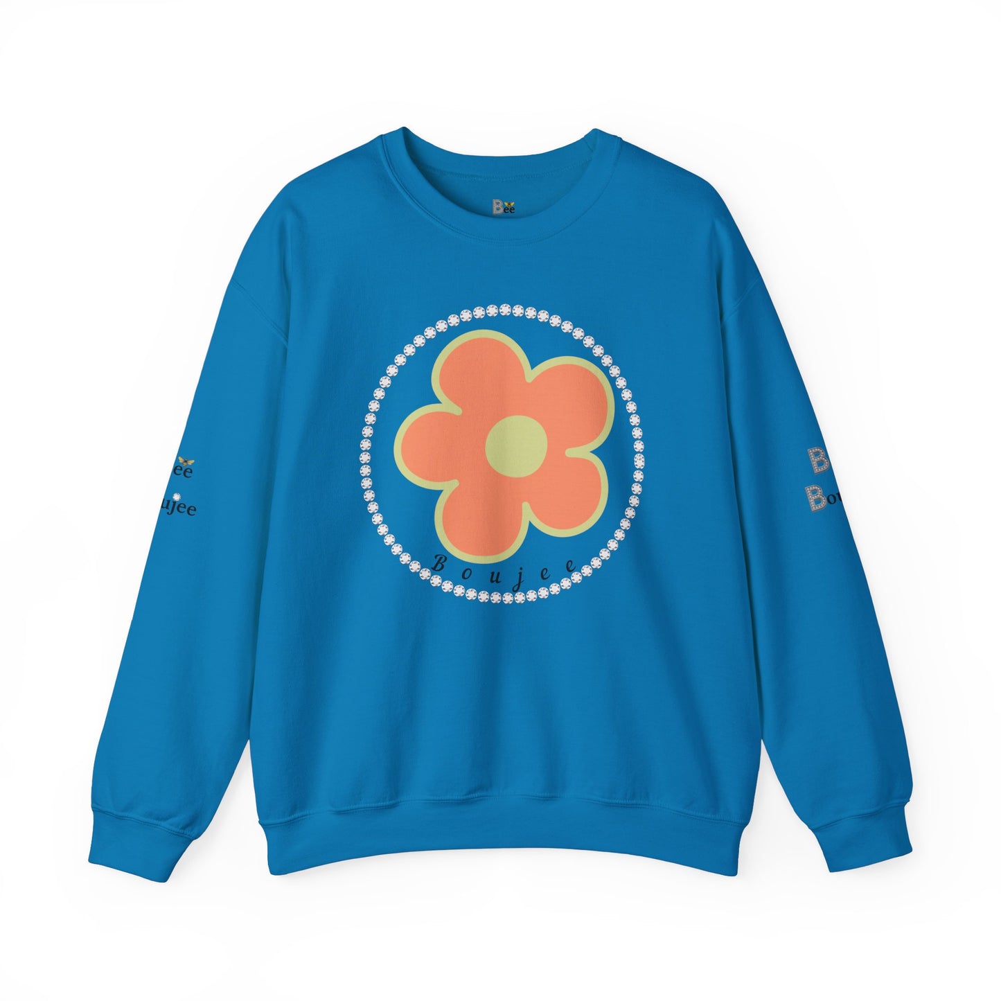 Boujee Flower Orange Green - Heavy Blend™ Light Colors Crewneck Sweatshirt