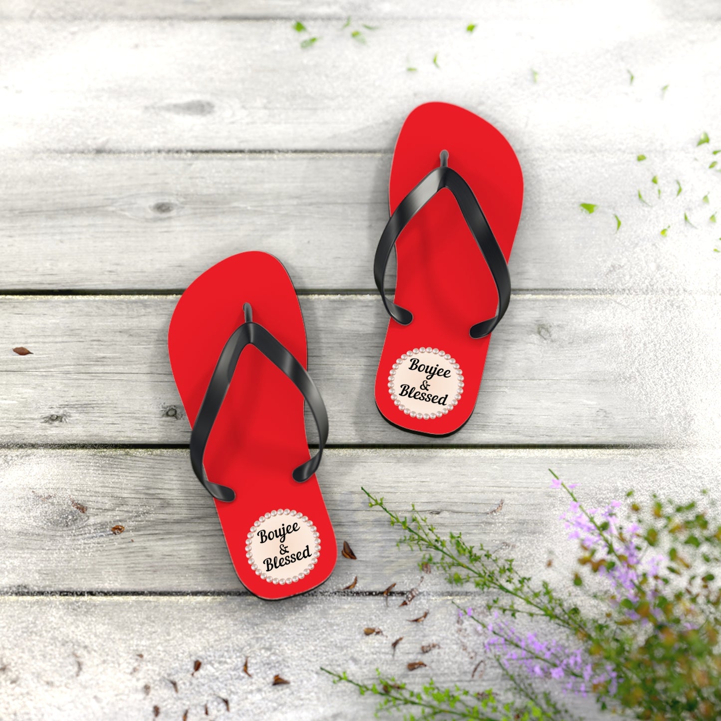 Boujee & Blessed RED Flip-Flops - SMALL