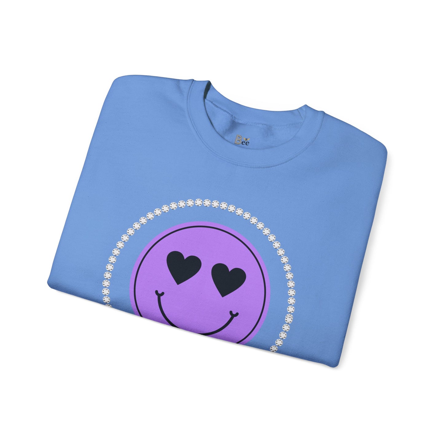 Boujee Smiley Face Purple Heart Eyes - Heavy Blend™ Light Colors Crewneck Sweatshirt