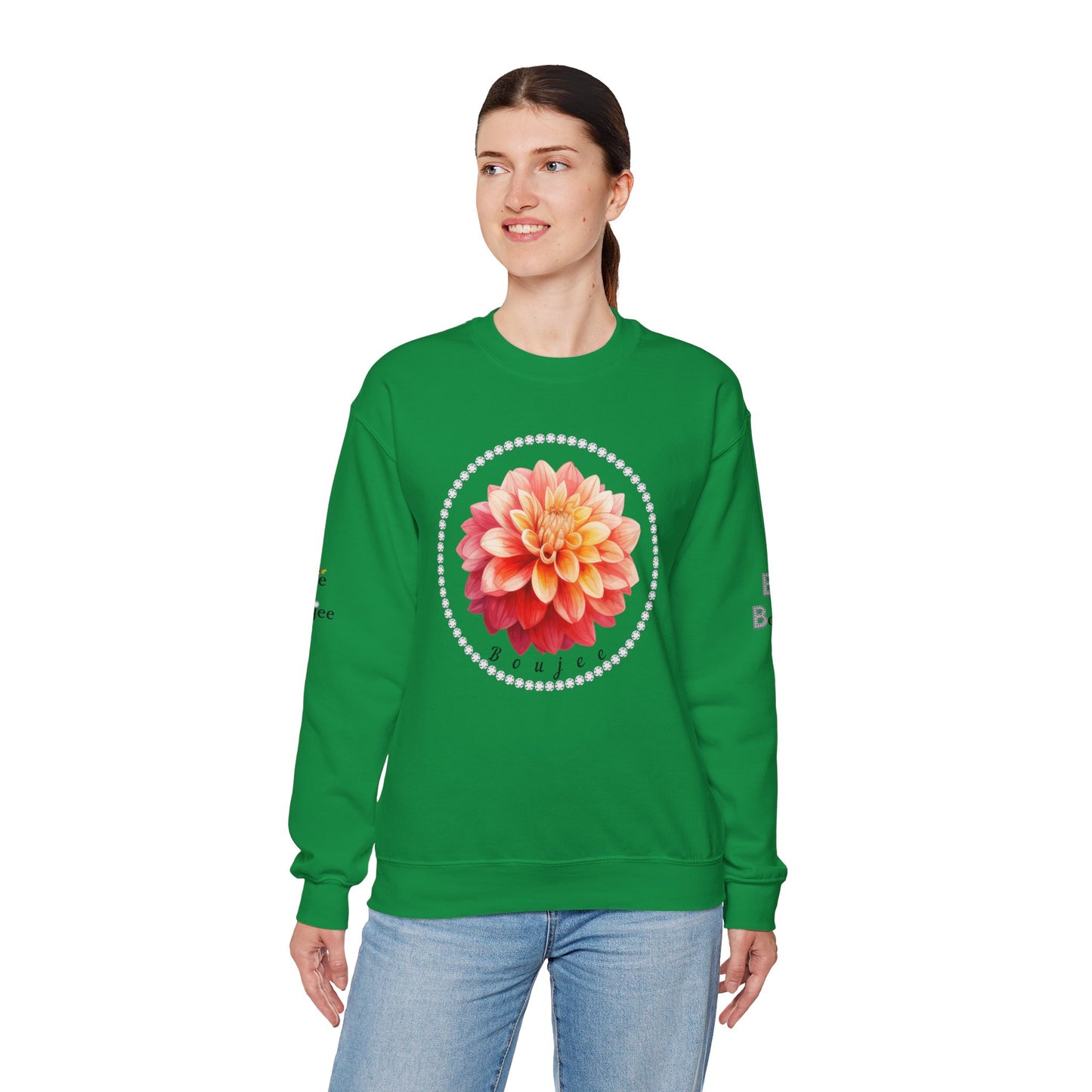 Boujee Flower Pink Yellow - Heavy Blend™ Light Colors Crewneck Sweatshirt