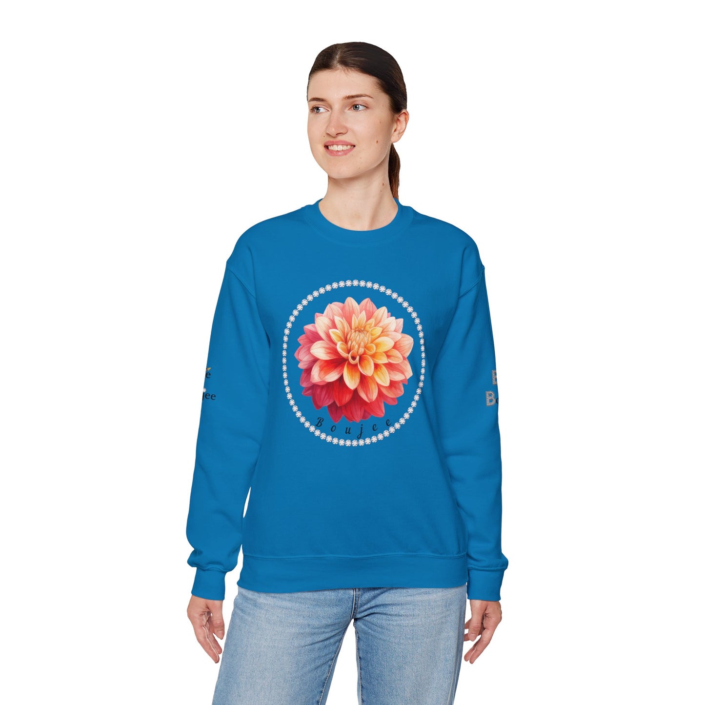 Boujee Flower Pink Yellow - Heavy Blend™ Light Colors Crewneck Sweatshirt