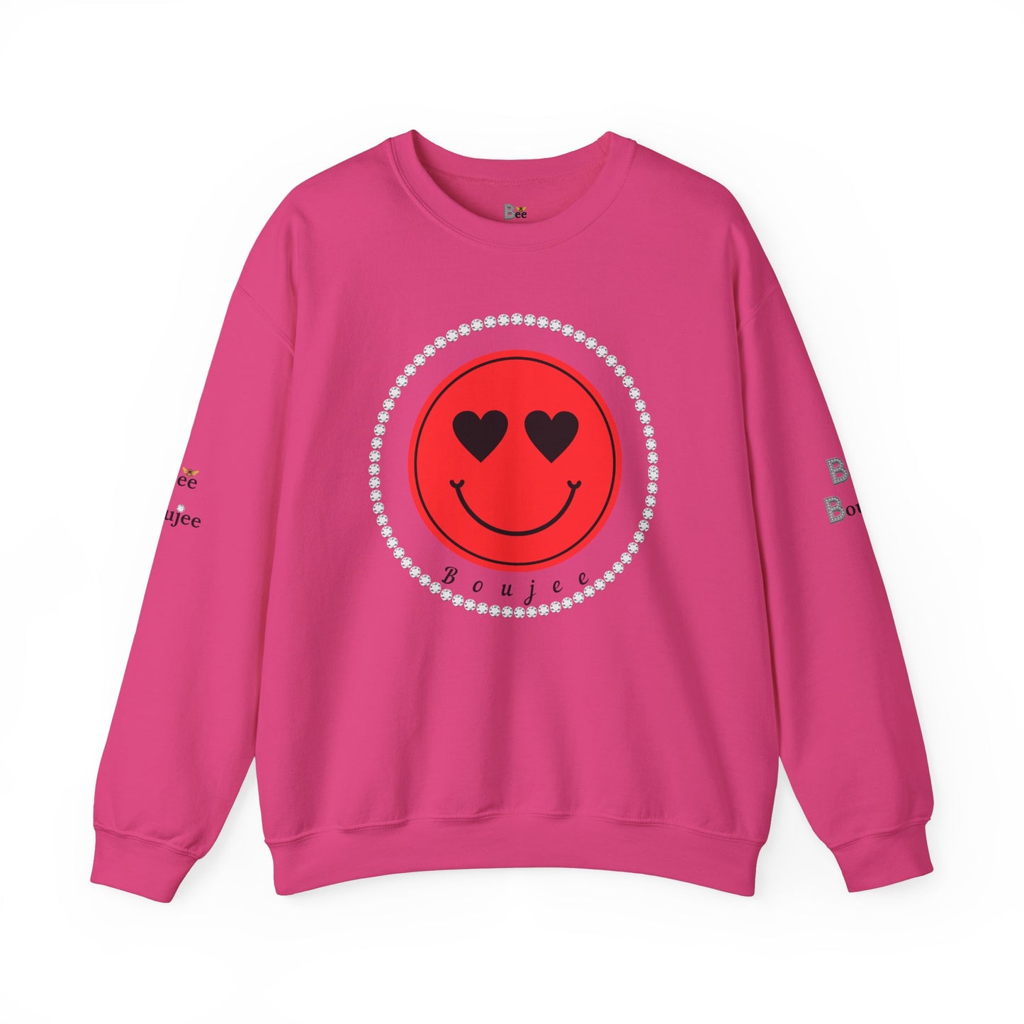 Boujee Smiley Face Heart Eyes Red - Heavy Blend™ Light Colors Crewneck Sweatshirt