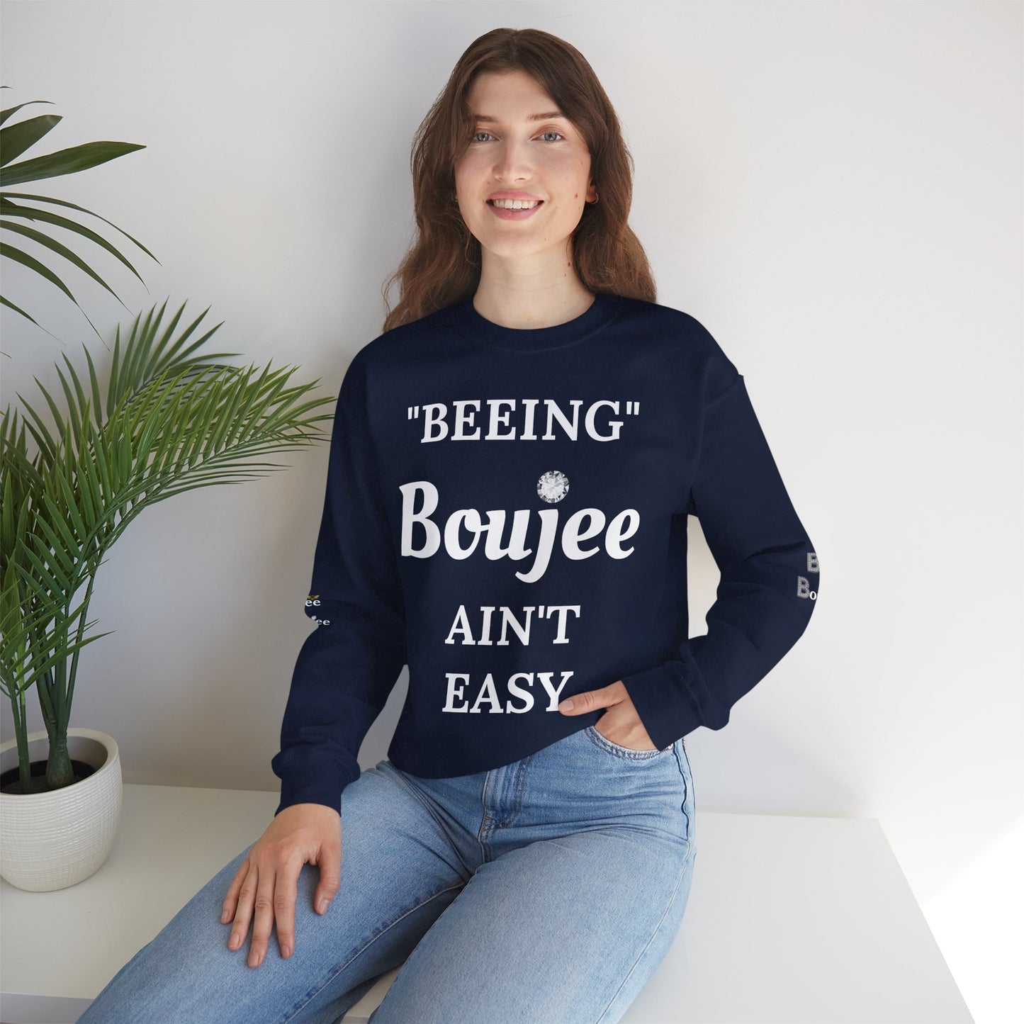 "Beeing" Boujee Ain't Easy- Heavy Blend™ Dark Colors Crewneck Sweatshirt