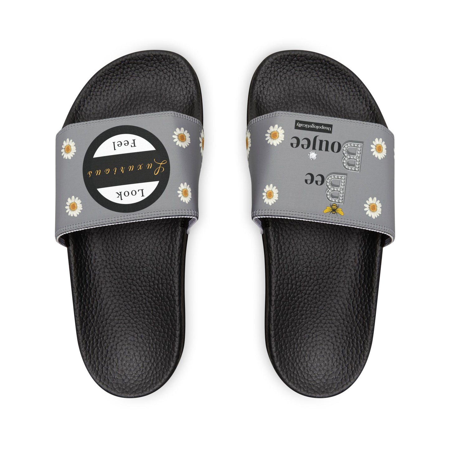 Bee Boujee - GREY Flowers Women's Removable-Strap Sandals