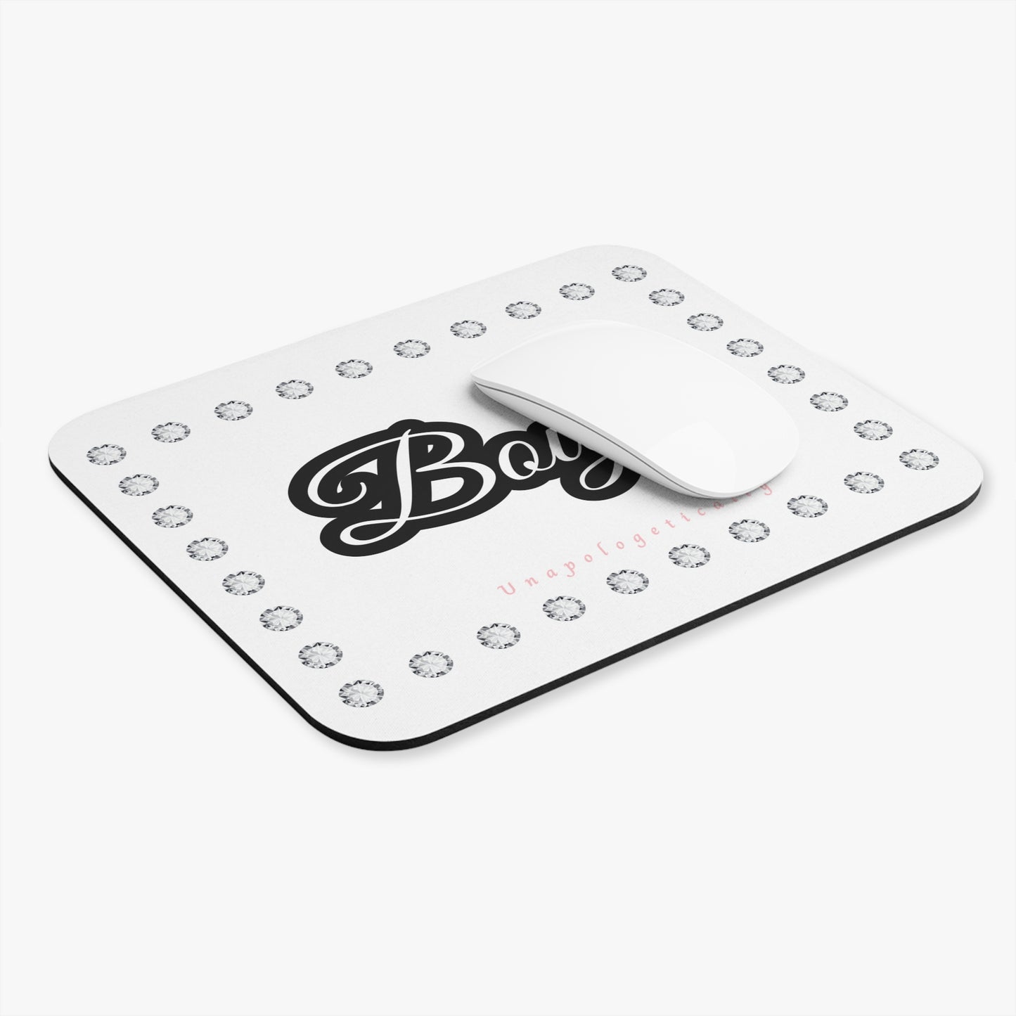 Boujee in Diamonds Mouse Pad WHITE (Rectangle)
