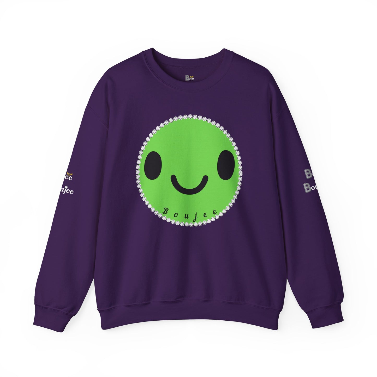 Boujee Smiley Face Green - Heavy Blend™ Dark Colors Crewneck Sweatshirt