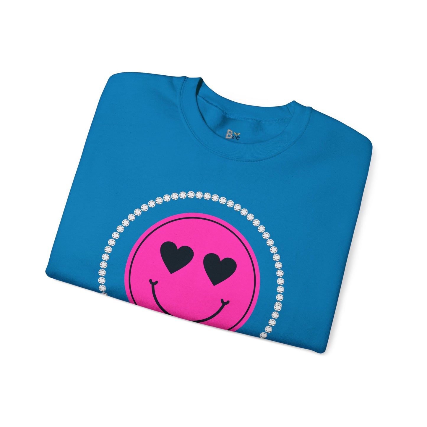 Boujee Smiley Face Heart Eyes Pink - Heavy Blend™ Light Colors Crewneck Sweatshirt