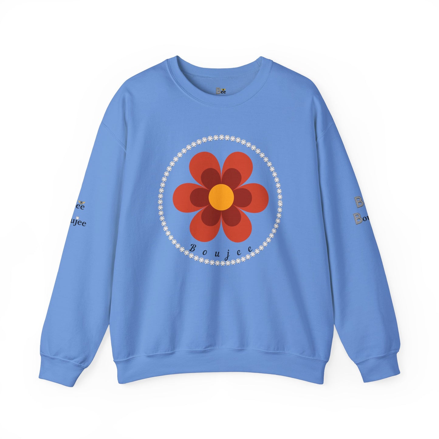 Boujee Flower Burnt Orange - Heavy Blend™ Light Colors Crewneck Sweatshirt