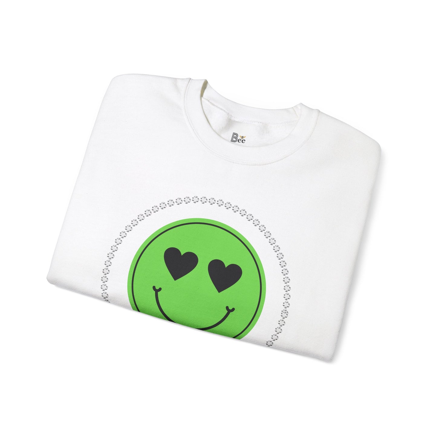 Boujee Smiley Face Heart Eyes Green - Heavy Blend™ Light Colors Crewneck Sweatshirt