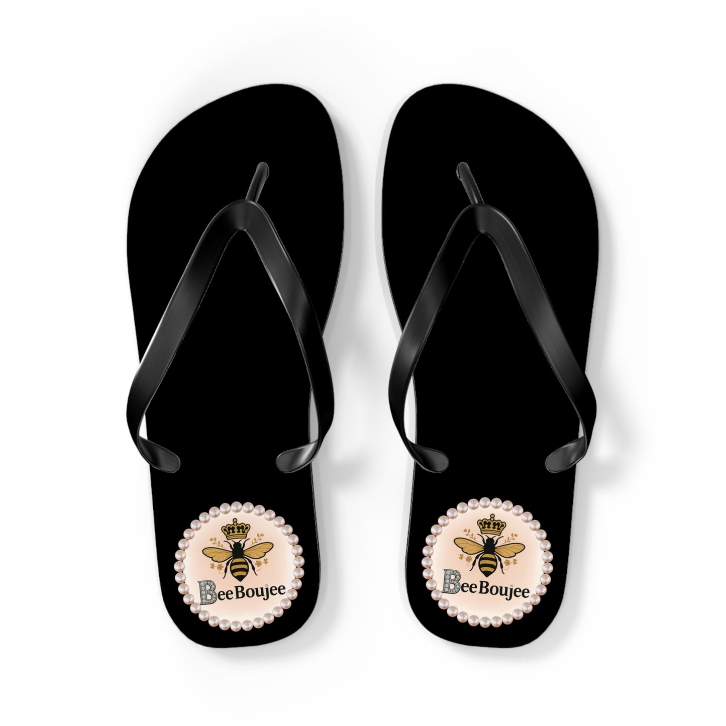 Bee Boujee BLACK Flip Flops - LARGE