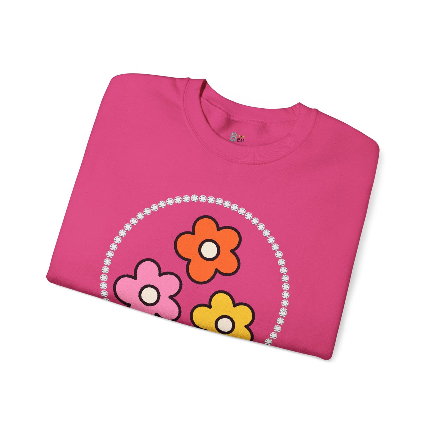 Boujee Mini Flowers Pink Orange Yellow - Heavy Blend™ Light Colors Crewneck Sweatshirt