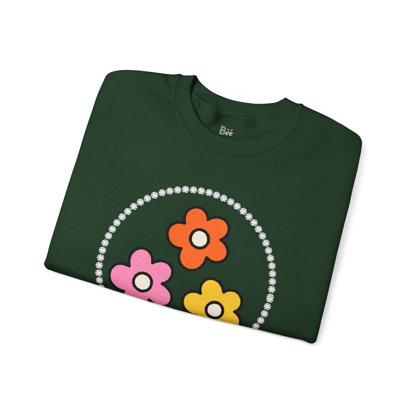 Boujee Mini Flowers Pink Orange Yellow in Diamonds Heavy Blend™ Dark Colors Crewneck Sweatshirt