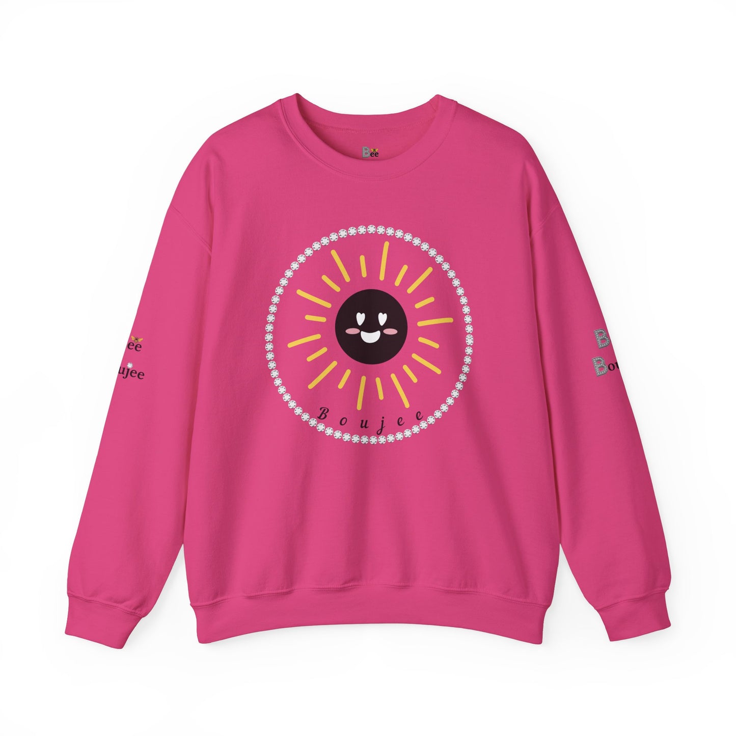 Boujee Sunshine Smiley Face Black - Heavy Blend™ Light Colors Crewneck Sweatshirt