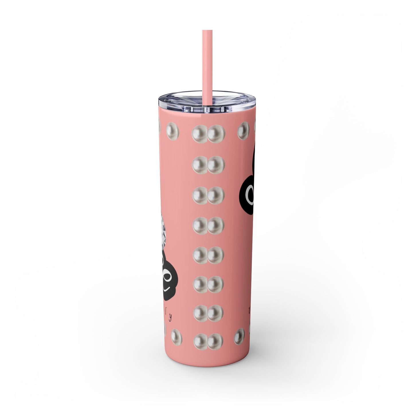 Boujee Unapologetically in PEARLS - Skinny Tumbler with Straw, 20oz