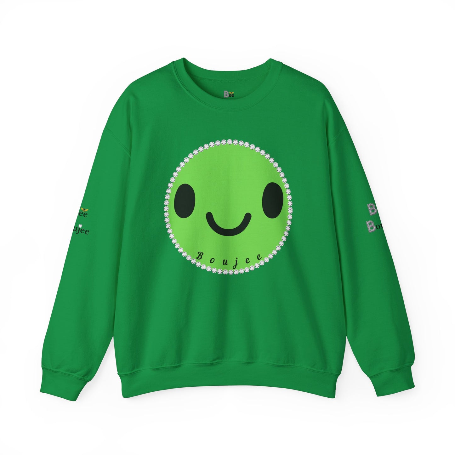 Boujee Smiley Face Green - Heavy Blend™ Light Colors Crewneck Sweatshirt