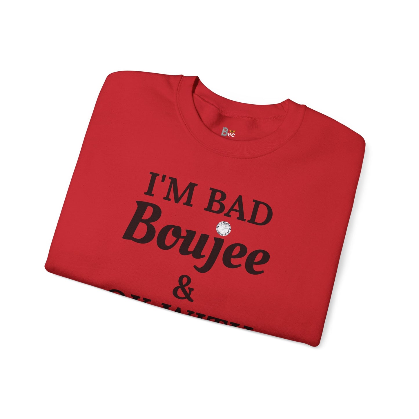 I'm Bad Boujee & Ok With "Beeing" Alone - Heavy Blend™ Light Colors Crewneck Sweatshirt
