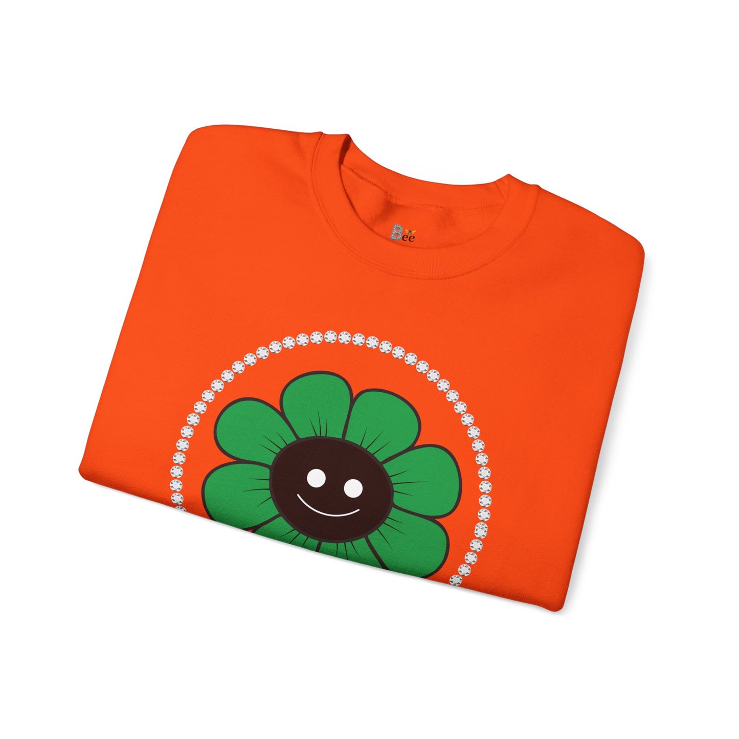 Boujee Flower Smiley Face Green Black - Heavy Blend™ Light Colors Crewneck Sweatshirt