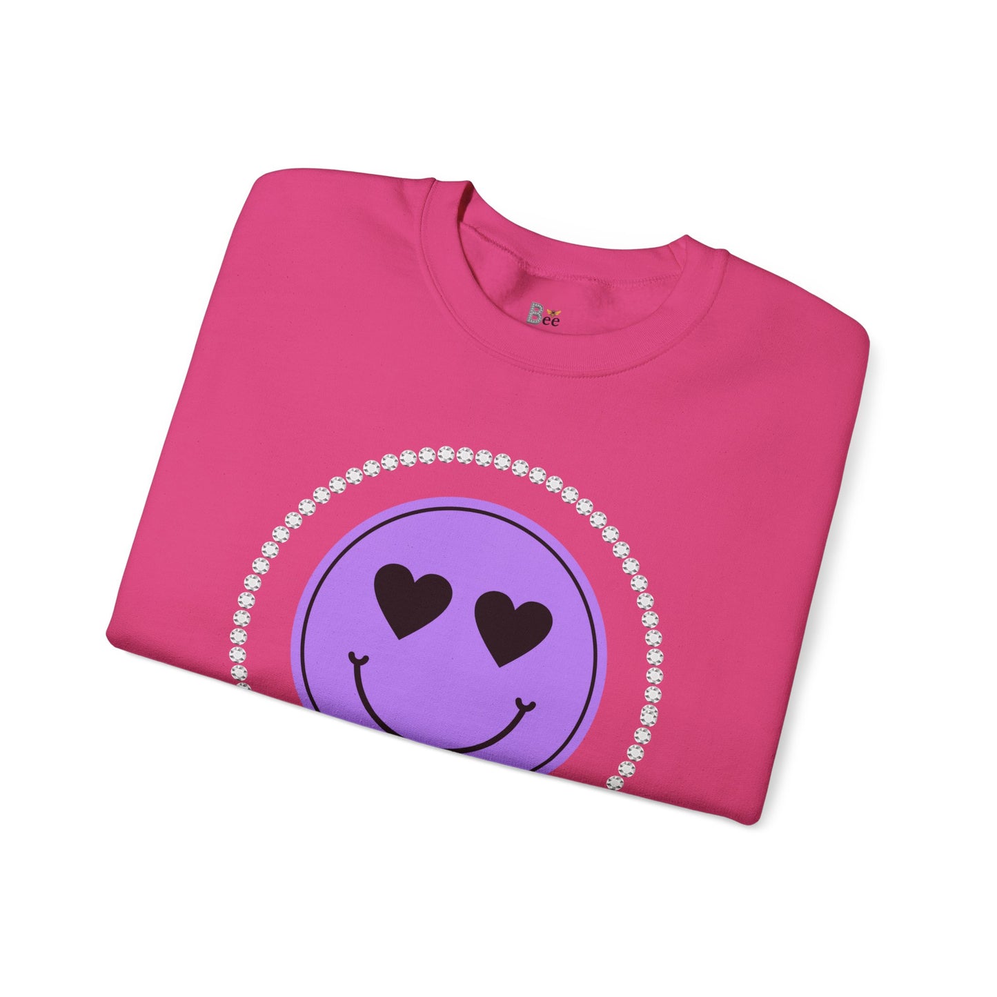 Boujee Smiley Face Purple Heart Eyes - Heavy Blend™ Light Colors Crewneck Sweatshirt